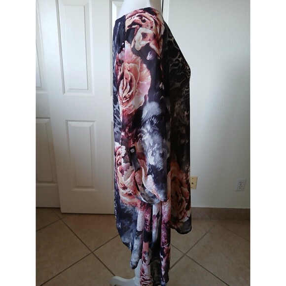 TOV Los Angeles Womens Blouse Tunic Size 40 Multicolor Animal Print Asymmetrical - Picture 3 of 16